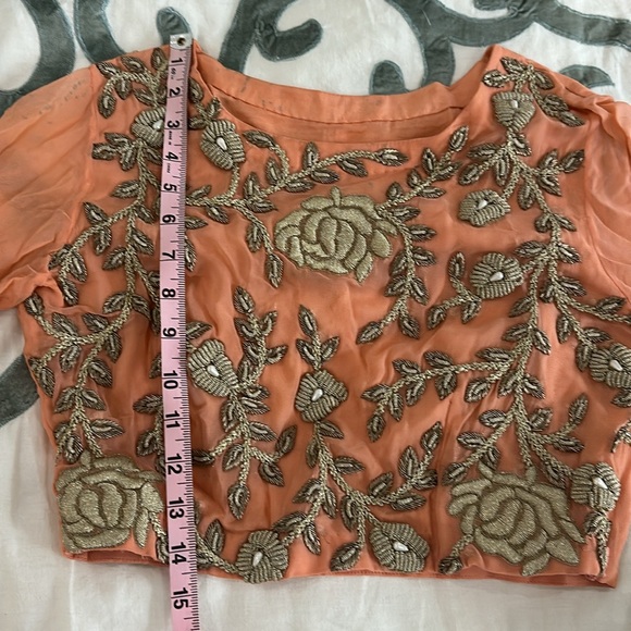 CUSTOM INDIAN PEACH LEHENGA SET - Picture 6 of 14